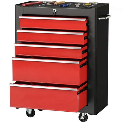 Homcom drawer lockable - homcom, 5-drawer