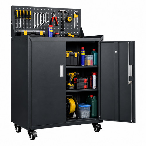 Metal tool cabinet wheels - on, &